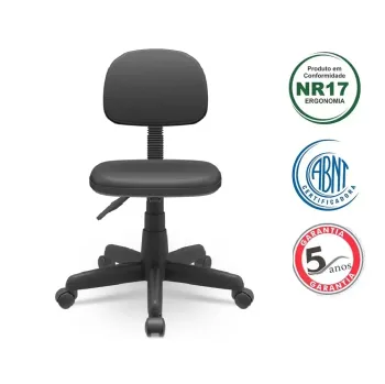 Cadeira  Secretaria Operativa Plus Slim Cor Preta Base Giratória