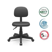 Cadeira  Secretaria Plus Slim Cor Preta Base Giratória