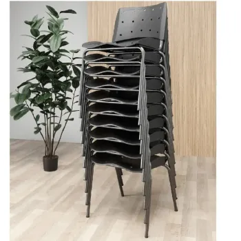  Kit com 10 unidades Cadeira Empilhável Ergoplax Slim  Assento e Encosto Cor Preta e Estrutura Fixa 4 Pés Cor Preta - Foto 2