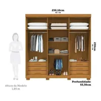 Roupeiro Eliza 6 Portas 2,30 100% MDF acp - Foto 8