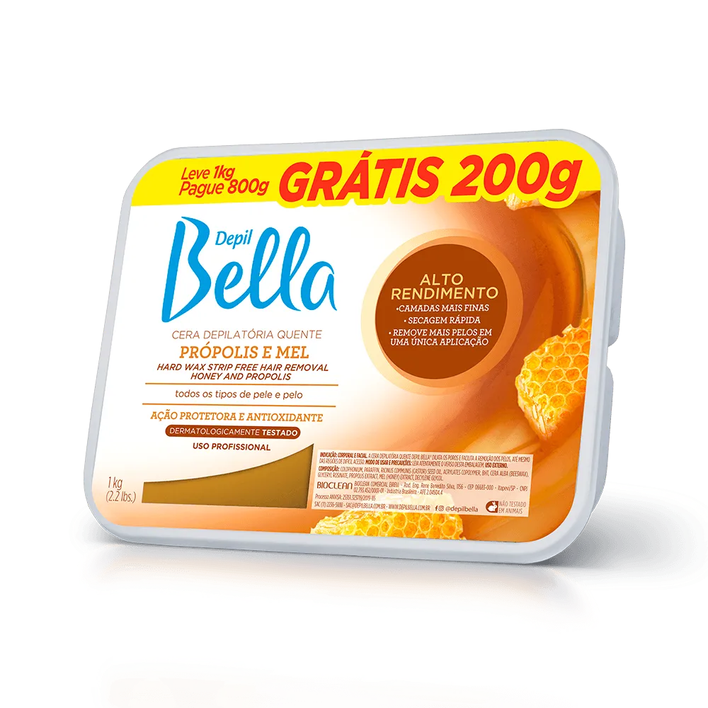 Depil Bella Cera Depilatória Quente Própolis e  Mel - Leve 1kg e pague 800 gr 