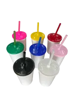 ATACADO COPO TWISTER  BRANCO C/ TAMPA E CANUDO  480ML 