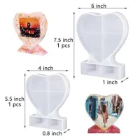 Molde de Resina em Formato de Coração para Exposição, Molde de Silicone em Formato de Coração com Foto Personalizada DIY para Decoração do Lar - Foto 3