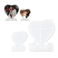 Molde de Resina em Formato de Coração para Exposição, Molde de Silicone em Formato de Coração com Foto Personalizada DIY para Decoração do Lar - Foto 4