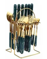 Conjunto De Talheres De Luxo Inoxidável 24pc Com Prateleira