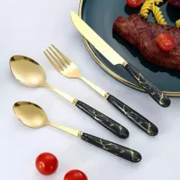 Conjunto De Talheres De Luxo Inoxidável 24pc Com Prateleira - Foto 2