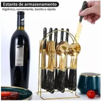 Conjunto De Talheres De Luxo Inoxidável 24pc Com Prateleira - Foto 6