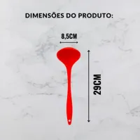 Concha De Feijão Em Silicone 28,6 Cm Grande Reforçado Cozinha Cor Vermelho - Foto 3