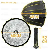 Softbox Parabólico Greika Dia 60cm s/ Grid - Foto 4