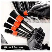 Kit 5 Pincéis Lavagem Detalhamento Automotivo Cerdas Firmes 4.0 - Foto 3