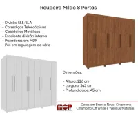 Roupeiro Milão 8 Portas 2.43 100% MDF - Foto 2