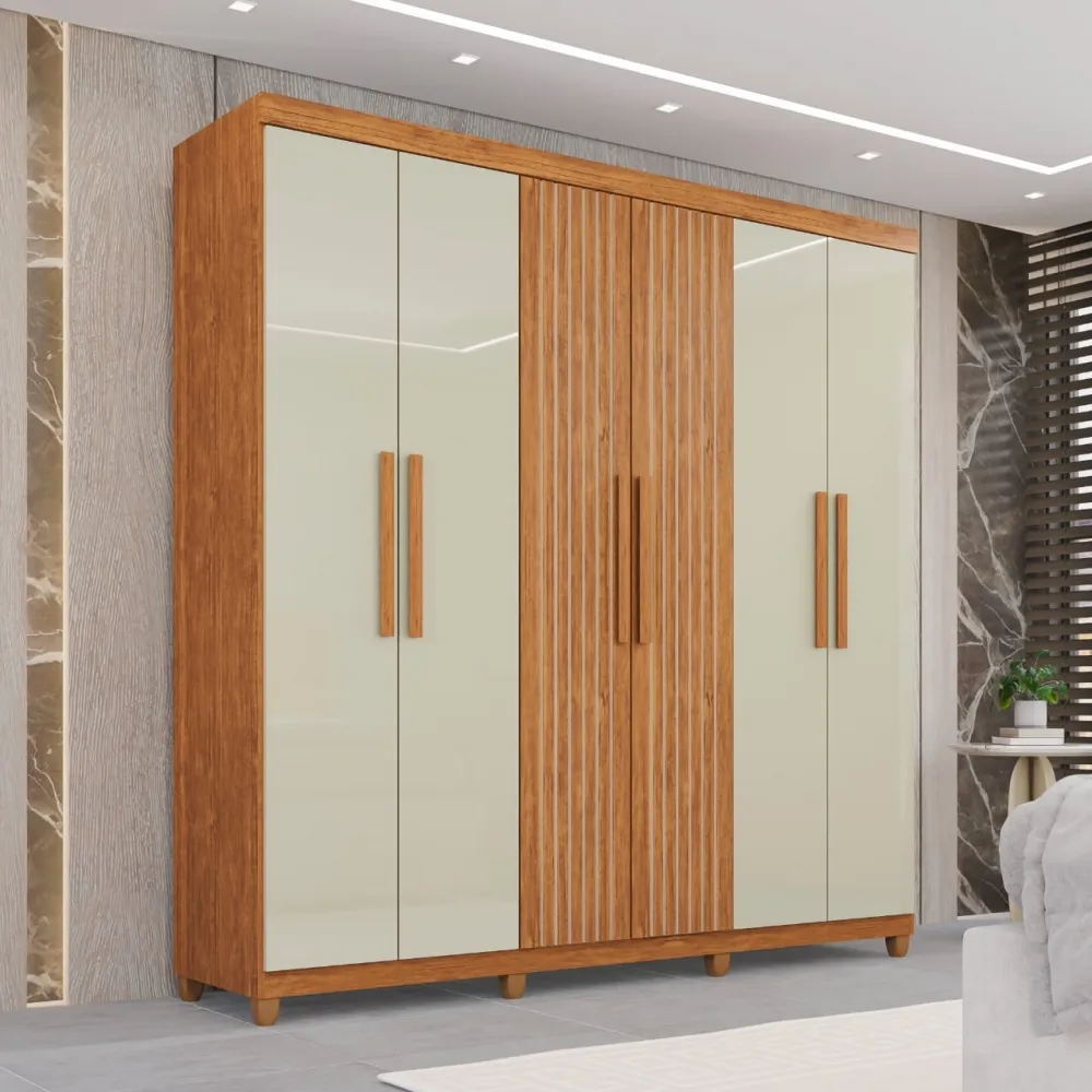 Roupeiro 6 portas Portugal Frison 1,83 100% MDF Imagem
