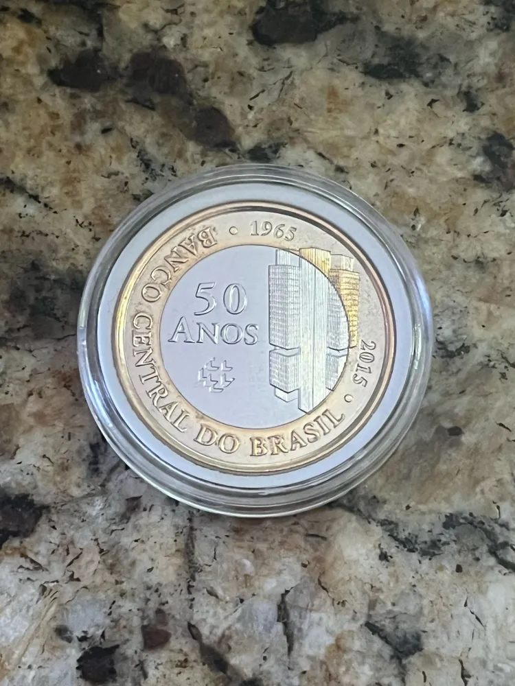 MOEDA 50 ANOS BACEN  2015 - FLOR DE CUNHO Imagem