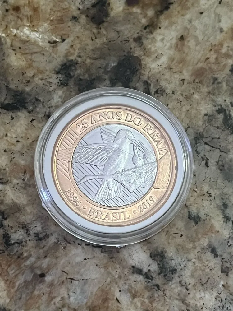 MOEDA 25 ANOS DO PLANO REAL, BEIJA-FLOR  2019 - FLOR DE CUNHO Imagem