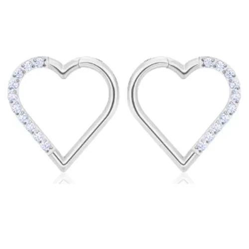 Argola CORAÇÃO em Titânio 1.2mm com Pedra Cravejada  TIT16