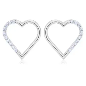 Argola Daith CORAÇÃO em Titânio 1.2mm com Pedra Cravejada  TIT16