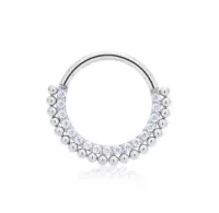 Argola em Titânio CRAVEJADA ZIRCONIA FRONTAL 1 Filete de ESFERAS  1.2mm TIT19