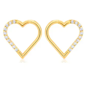 Argola Daith CORAÇÃO em Titânio PVD GOLD 1.2mm com Pedra Cravejada  TIT20