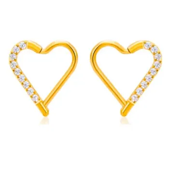 Argola CORAÇÃO Pontinha em Titânio PVD GOLD 1.2mm com Pedra Cravejada  TIT21
