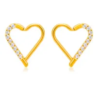 Argola Daith CORAÇÃO Pontinha em Titânio PVD GOLD 1.2mm com Pedra Cravejada  TIT21