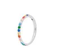 Argola Slim em Titânio  CRAVEJADA ZIRCONIA COLORIDA  Clicker 1.2mm  TIT19