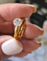 Anel brilhante dourado grosso  - Foto 3