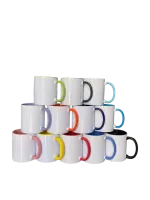  Caneca Porcelana C/ Alça e Interior Colorido