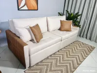 Sofa retrátil e Cama Blog Espuma D33 Siliconada tecido  em linho Sem caixa  2,20 orthobox Super promoção - Foto 7