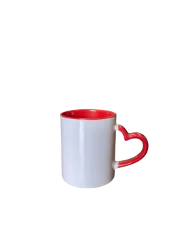 Caneca com interno e alça de coração colorido - Foto 2