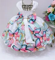 Vestido Festa Off White Borboletas Colors - Foto 3