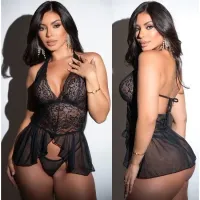 Camisola Rendão e Tule Preto - Ref.623 - Foto 2