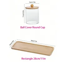 Porta Algodão Triplo Organizador Acrílico Tampa Bambu Cotonete Discos Maquiagem - Foto 3