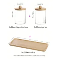 Porta Algodão Triplo Organizador Acrílico Tampa Bambu Cotonete Discos Maquiagem - Foto 6