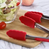 Kit 2 Concha De Feijão Em Silicone 28,6 Cm Grande Reforçado Cozinha e Pinça Pegador Culinário Silicone 27 Cm Multiuso Inox Fritura - Foto 4