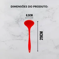 Kit 2 Concha De Feijão Em Silicone 28,6 Cm Grande Reforçado Cozinha e Pinça Pegador Culinário Silicone 27 Cm Multiuso Inox Fritura - Foto 6