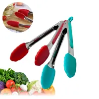 Kit 2 Pinça Pegador Culinário Silicone Multiuso Inox Fritura