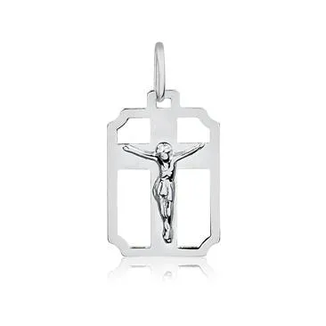 Pingente de prata 950 - placa com Crucifixo - 251536 Imagem