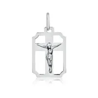 Pingente de prata 950 - placa com Crucifixo - 251536