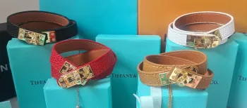 Bracelete Couro duas voltas Hermès. 