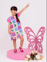 Vestido Trapézio Stitch Colors Pompom