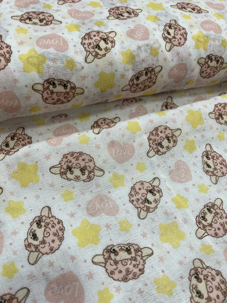 TECIDO FRALDA ESTAMPADO 70x70 ovelhinha