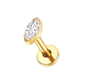 Labret NAVETE BIG em Titânio PVD DOURADO 1.2mm com Pedra TIT12