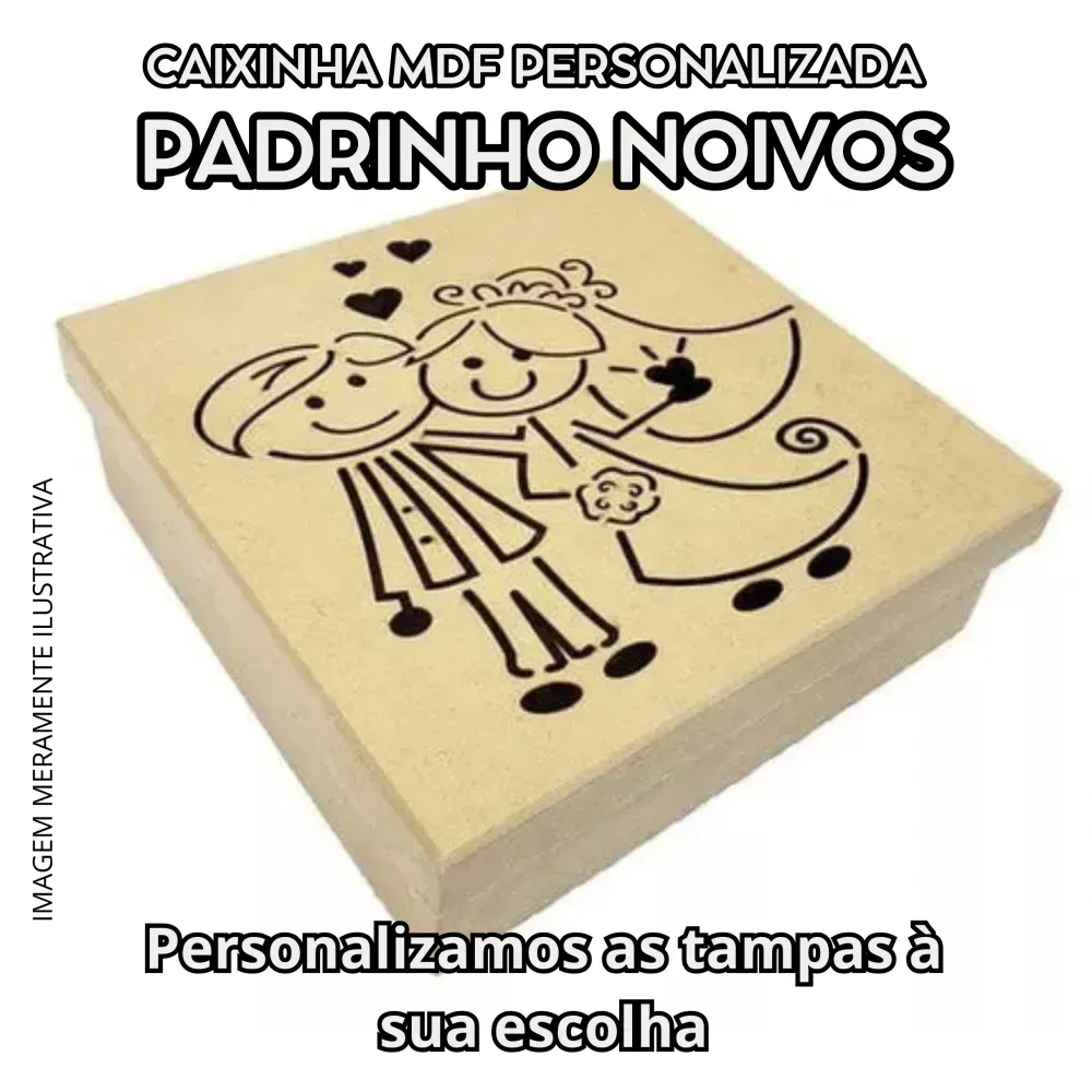 Caixinhas MDF CRU 3mm Madrinha Padrinho Noivos Vazados | KIT 12 Unidades
