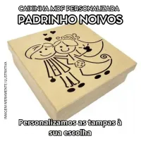 Caixinhas MDF CRU 3mm Madrinha Padrinho Noivos Vazados | KIT 12 Unidades