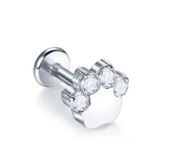 Labret em Titânio PATA com Pedras Zircônia -  TIT15