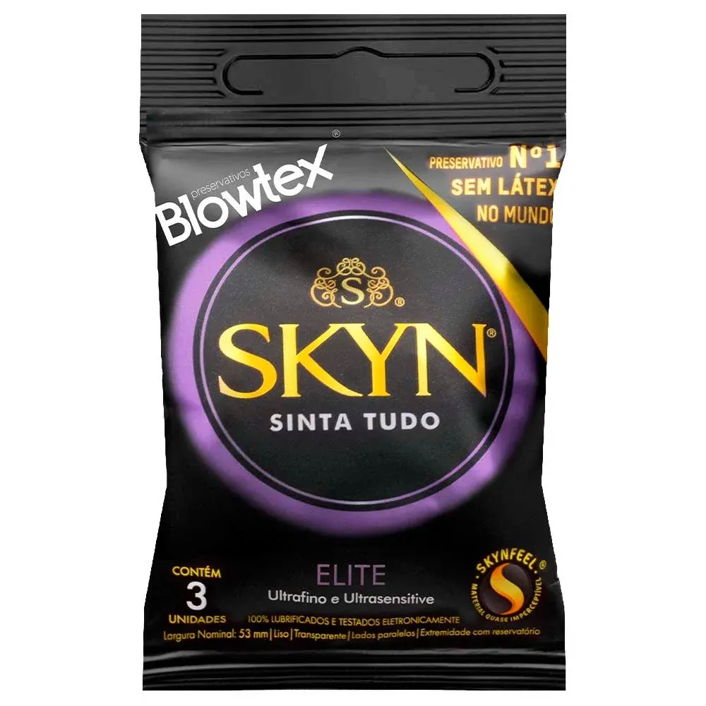 PRESERVATIVO SKYN ELITE 3 UNIDADES ULTRAFINO E ULTRASENSITIVE - BLOWTEX.                                                  LIBYSEXSHOP Imagem