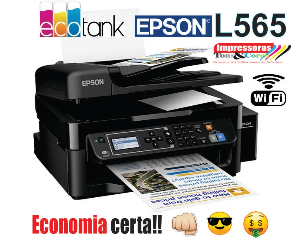 Multifuncional Epson EcoTank L565 c/  Wireless e ADF para cópias automáticas