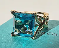 Anel azul Topázio 