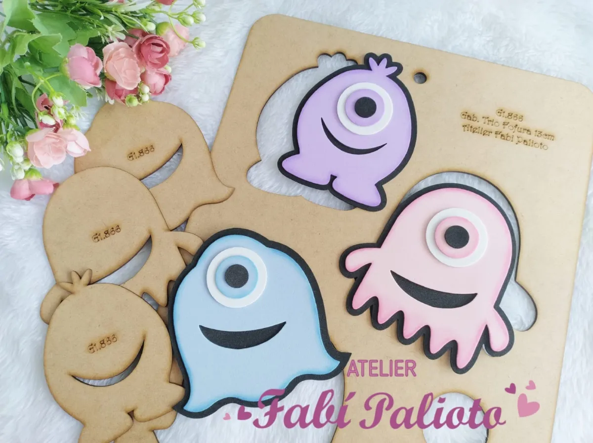 G1.866  Gabarito de Moldes  em MDF Trio Fofura 13cm