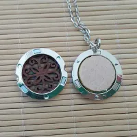 Colar Difusor Pessoal Relicário Para AROMATERAPIA INOX MADEIRA LÓTUS R127 - Foto 4
